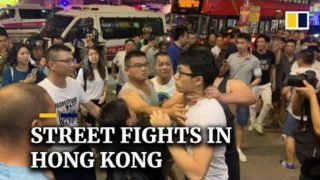 Street fights in Hong Kong