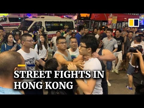 Street fights in Hong Kong