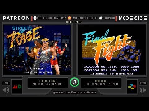 Streets of Rage vs Final Fight (Sega Genesis vs SNES) Side by Side Comparison