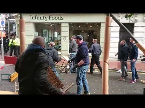 UK hooligans fight on the streets